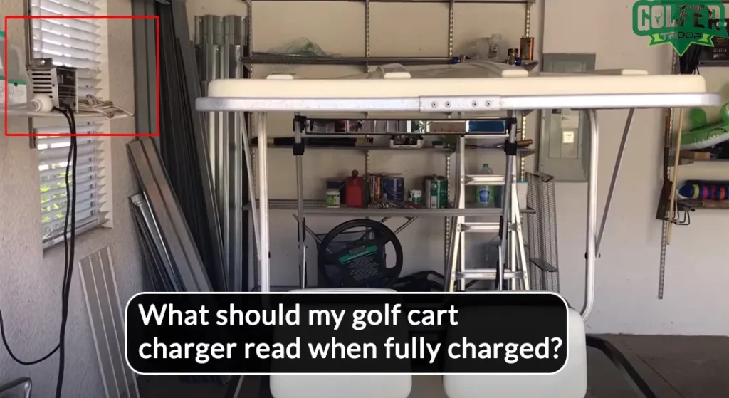What should my golf cart charger read when fully charged